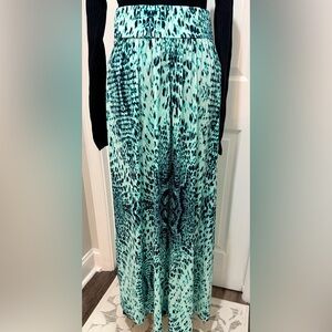 New York & Company Aqua and Deep Navy Maxi Skirt